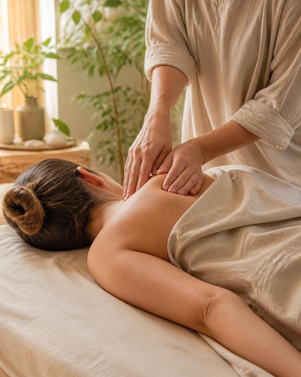 Prática de Shiatsu entre duas pessoas